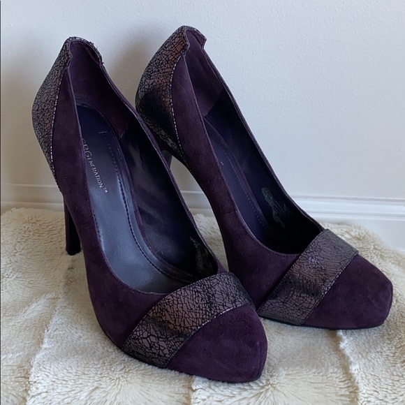 BCBG Purple Suede Platform Pumps - Picture 1 of 9
